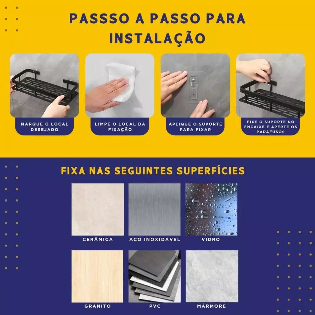 Suporte de Shampoo Prateleiras de Banheiro Sem Furo - Mazzal