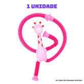 Brinquedo Girafa Pop em Tubo LED Com Ventosa - Puxa Estica até 40cm