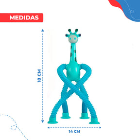 Brinquedo Girafa Pop em Tubo LED Com Ventosa - Puxa Estica até 40cm