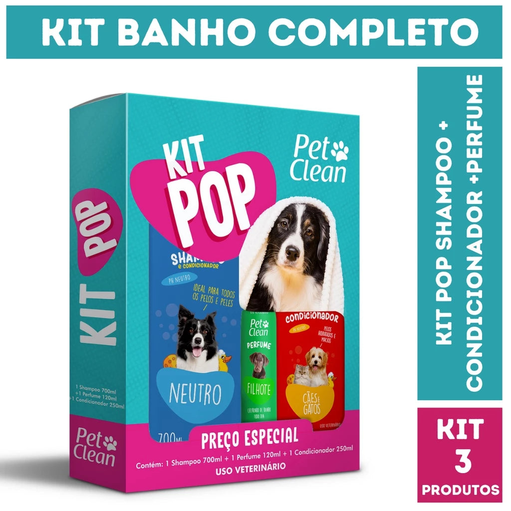 Kit Shampoo, Perfume e Condicionador Pet - KIT POP